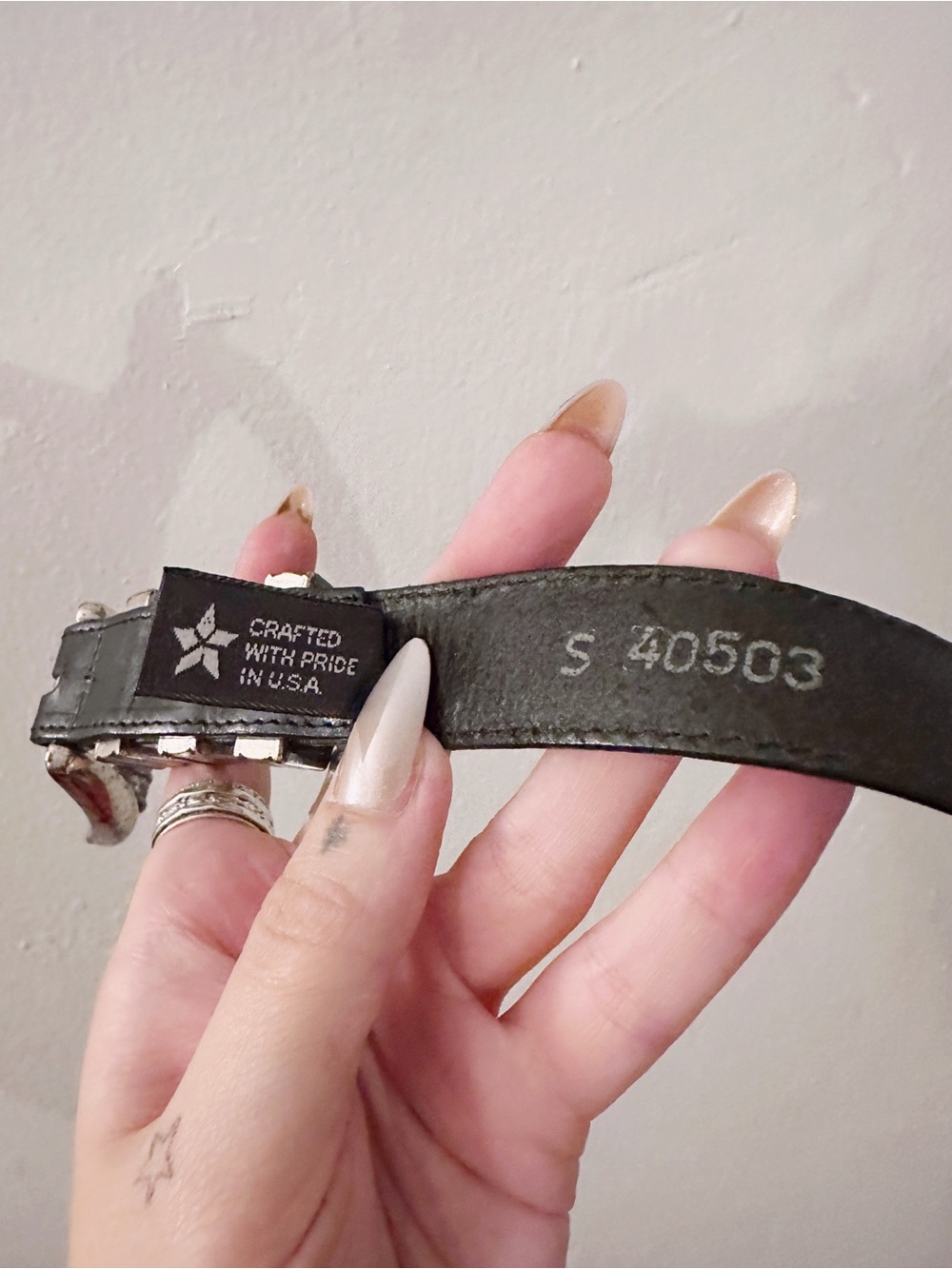 Vintage Brighton Leather Belt Silver Western Hardware Black 1995 - Picture 5 of 6